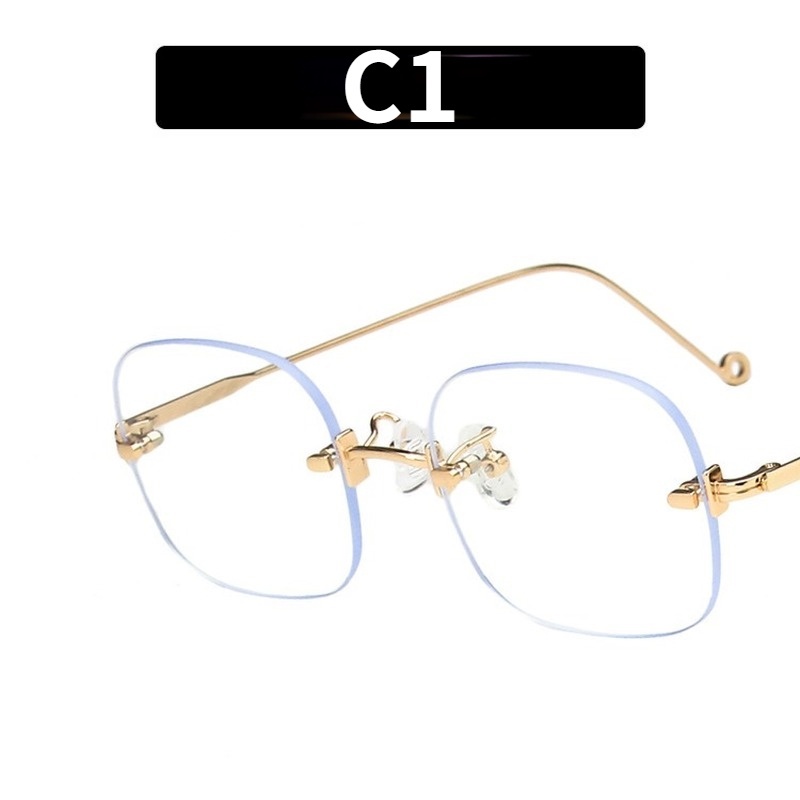 Kính mát không gọng chống ánh sáng xanh phong cách Hàn Quốc cổ điển thời trang cho nam và nữ