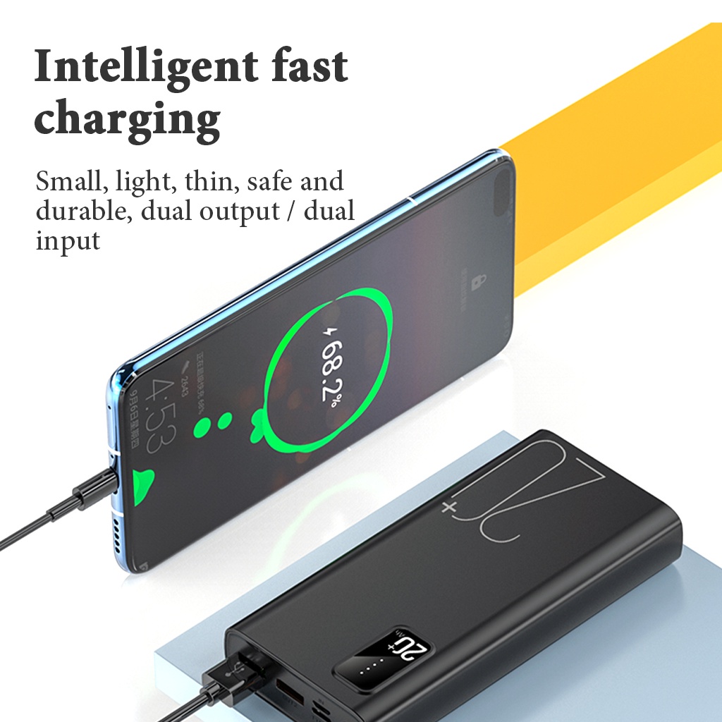 Pin dự phòng Delabo 100% chính hãng đầu ra kép công suất thực sạc nhanh màn hình kỹ thuật số 20000mah