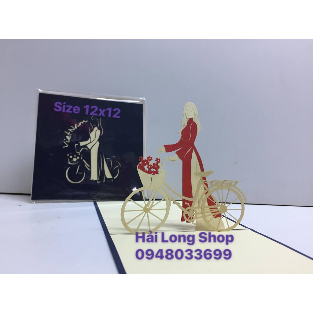 Cô Gái dắt xe  (2) - Girl - Thiệp 3D ( VN ) | BigBuy360 - bigbuy360.vn