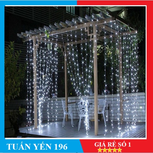 ✨Dây đèn LED màn rèm 3mx0.6m trắng-20 dây, sợi thả chống nước chuyên trang trí ngoài trời✨