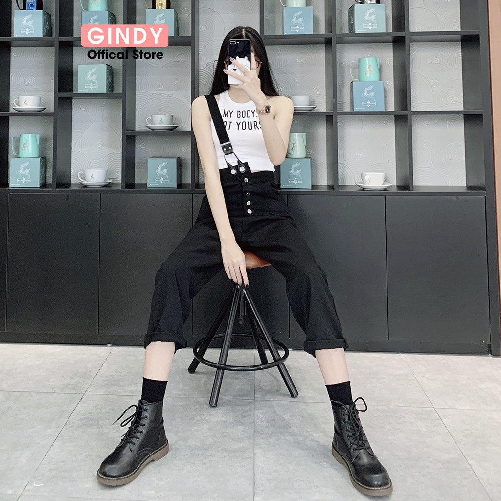 Quần yếm GINDY cá tính chất liệu kaki sợi nhỏ không bai không xù hai màu lựa chọn Q20048 | BigBuy360 - bigbuy360.vn