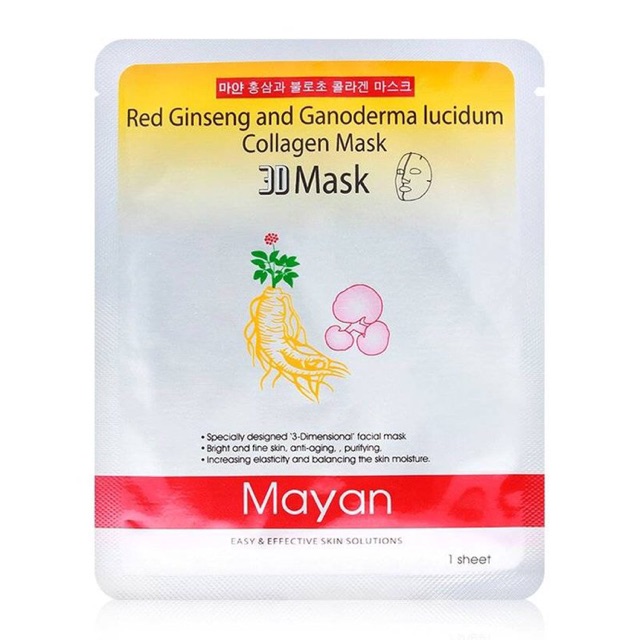 10 Bịch Mặt nạ Mayan Hồng Sâm linh chi (Red Ginseng And Ganoderma Lucidum Collagen Mák)