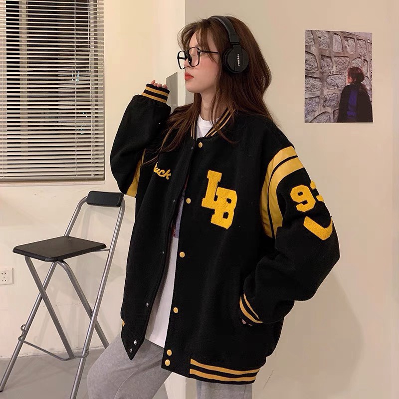 [ HOT] Áo Khoác Dù BOMBER LB phối Tay Unisex Nam/Nữ From Rộng 2 Lớp [NewUnisex]