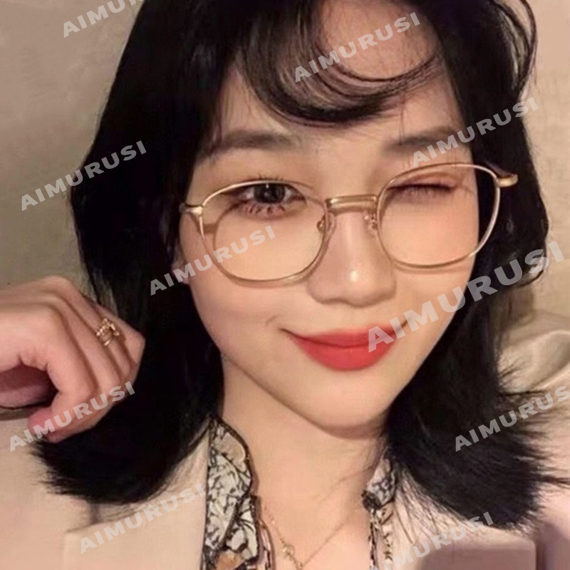Mắt Kính Gọng Kim Loại Tròn Chống Tia Sáng Xanh Thời Trang Hàn Quốc Cho Nữ