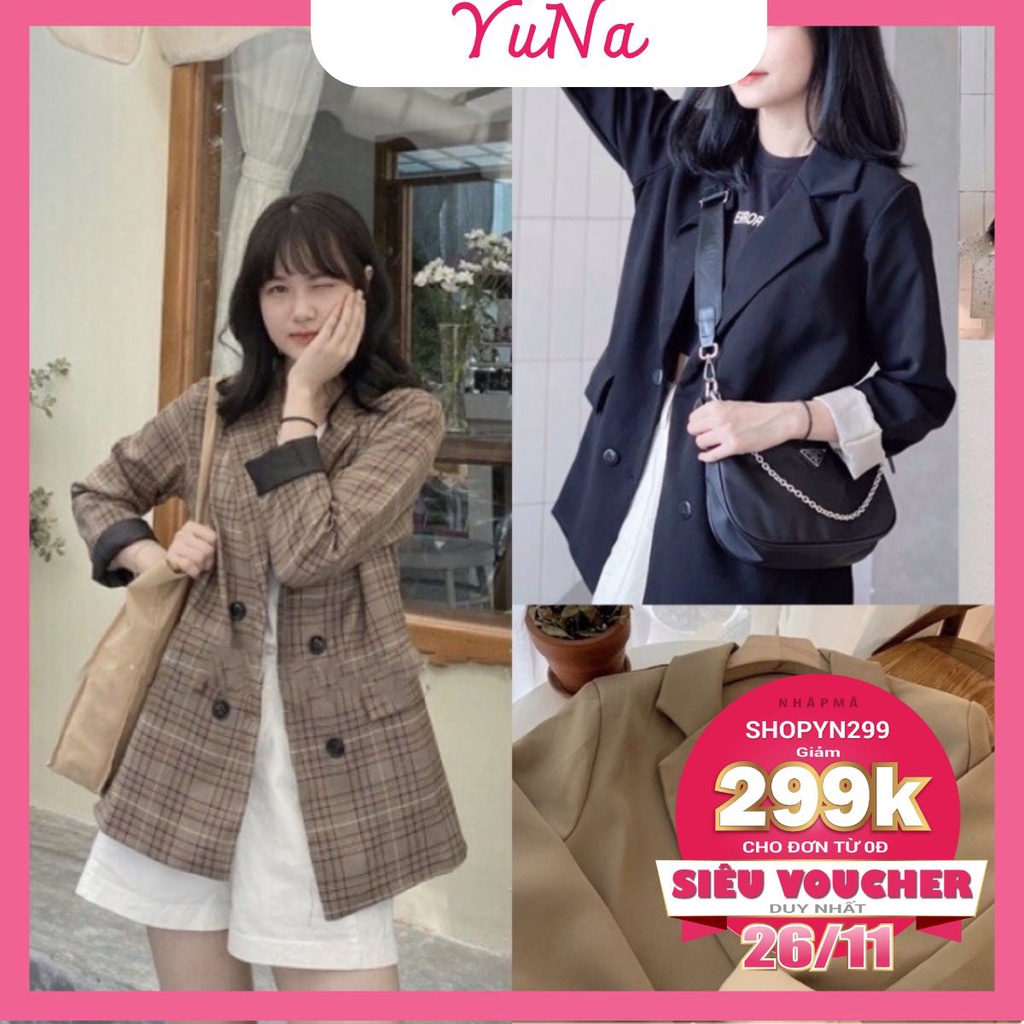 Áo blazer nữ áo vest Maika khoác ngoài kiểu dáng Hàn Quốc 2 lớp siêu đẹp, phụ kiện thời trang YUNA