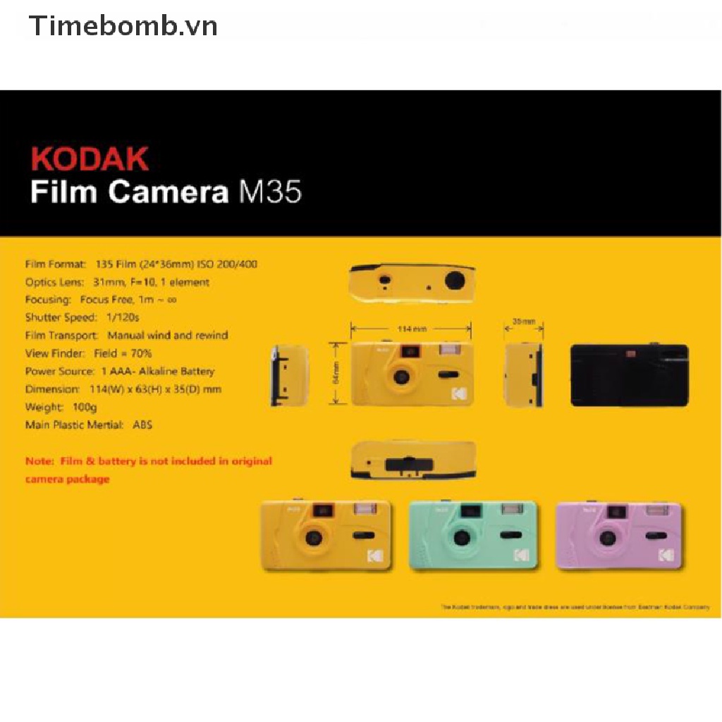 Máy Ảnh Phim Cổ Điển Kodak M35 35mm Có Thể Tái Sử Dụng
