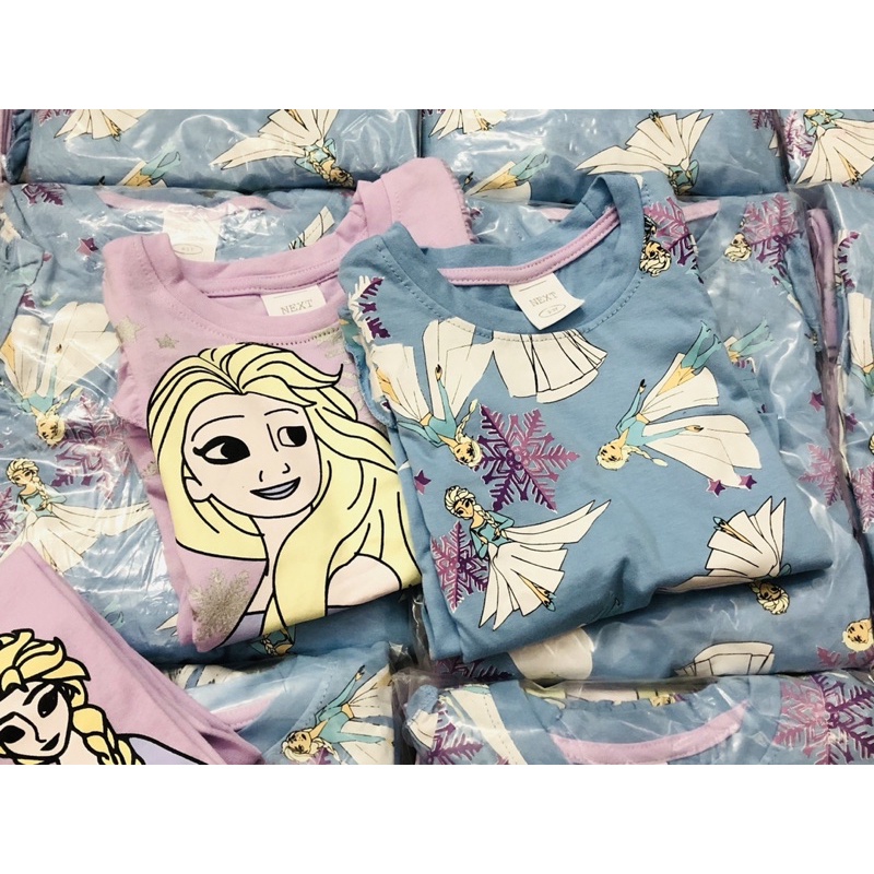 Set 2 bộ cotton dài tay hình El.sa cho bé gái màu tím xanh size từ 10-24 cân