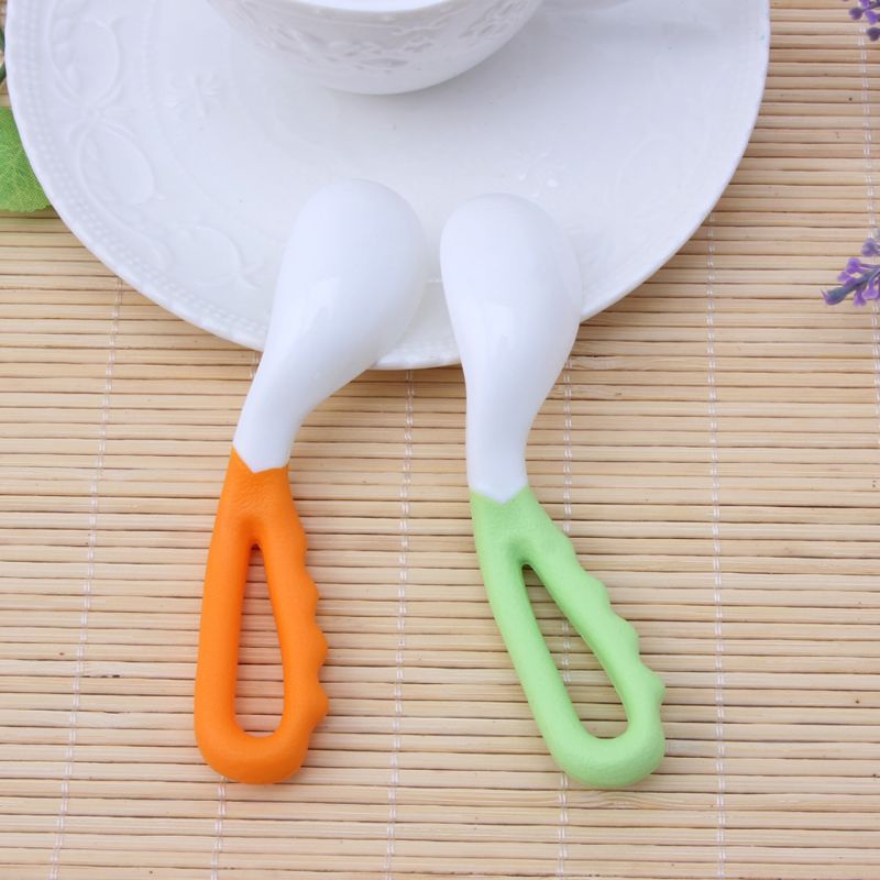 Set 2 Muỗng Cong Chất Liệu Mềm Mại An Toàn Cho Bé Sơ Sinh