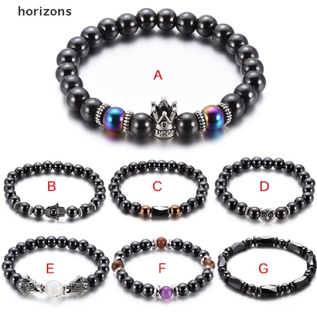 Vòng Tay Chuỗi Hạt Đá Hematite Màu Đen Từ Tính Chăm Sóc Sức Khỏe