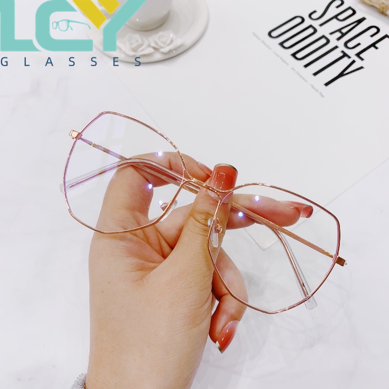Mắt Kính Gọng Kim Loại Chống Ánh Sáng Xanh Phong Cách retro Mẫu Mới Dành Cho Nữ # 0°-6.0° (Tại Chỗ) 7738