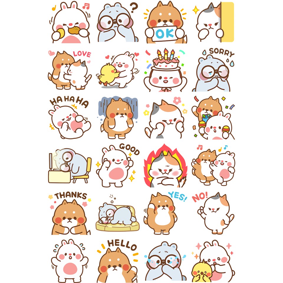 sticker Icon kute dễ thương thỏ gâu