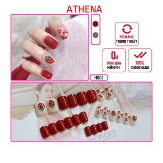 Móng Tay Giả Thiết Kế set 24 móng họa tiết xinh cute ( Tặng Keo dán - Dũa Móng )