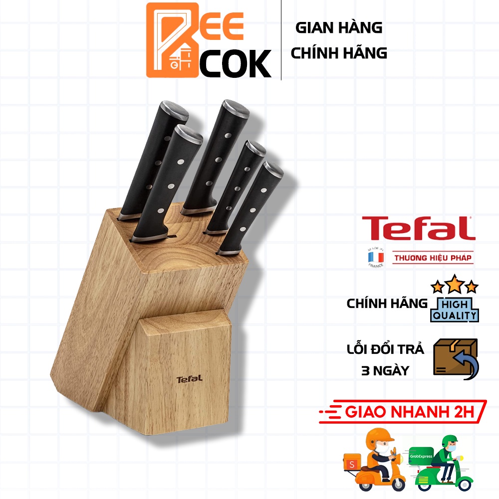 Bộ dao nhà bếp TEFAL K232S5 Ice Force Messerblock gồm 5 dao và 1 cốc cắm dao bằng gỗ