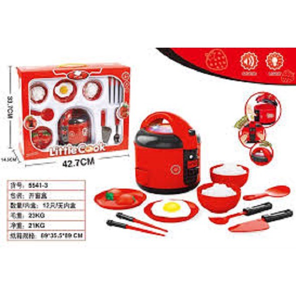 Đồ chơi nồi cơm có đèn nhạc, do choi noi com, do choi nau an, nha bep (kèm pin)