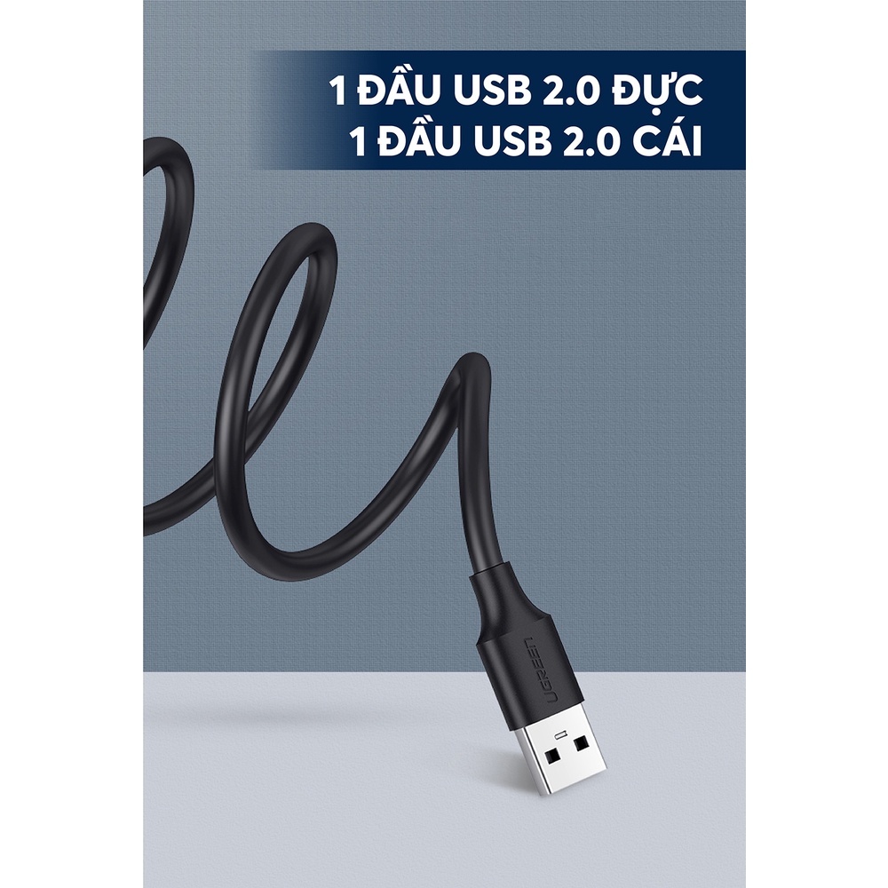 Dây USB 2.0 Nối Dài UGREEN US103 dùng cho PC, Laptop, Macbook - BH 18T Chính Hãng