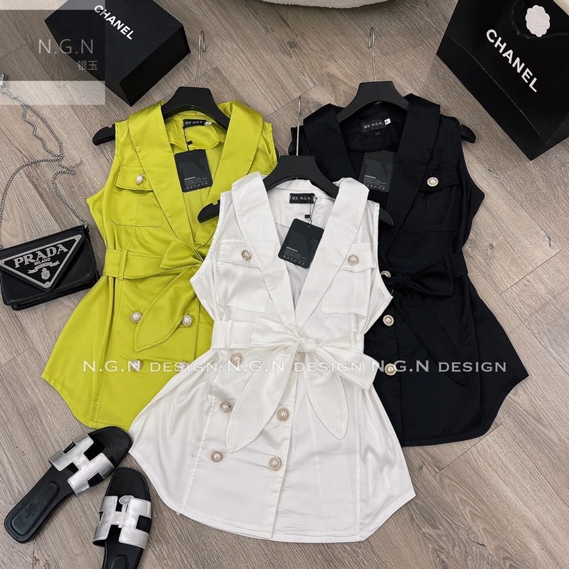 Áo vest lụa túi ngực siêu hot NGN
