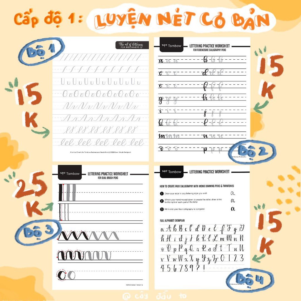 Combo 7 Bộ Luyện Chữ Calligraphy Cho Người Mới Bắt Đầu