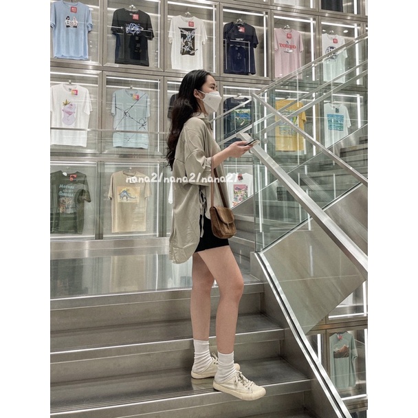 Áo sơ mi cộc tay buộc dây
