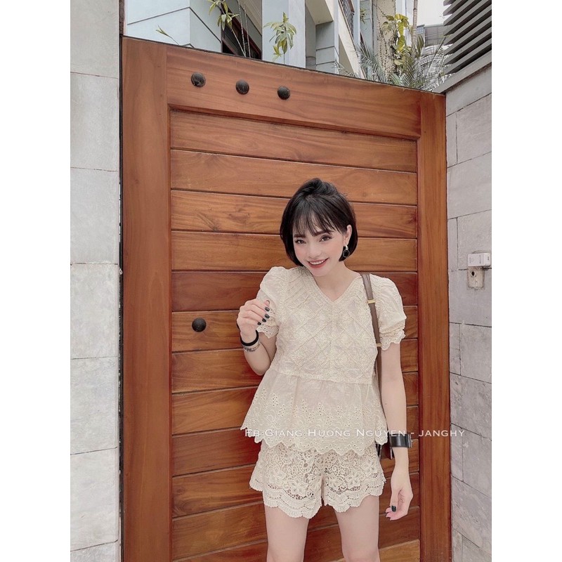 Set ren hoa pha thô xinh mát