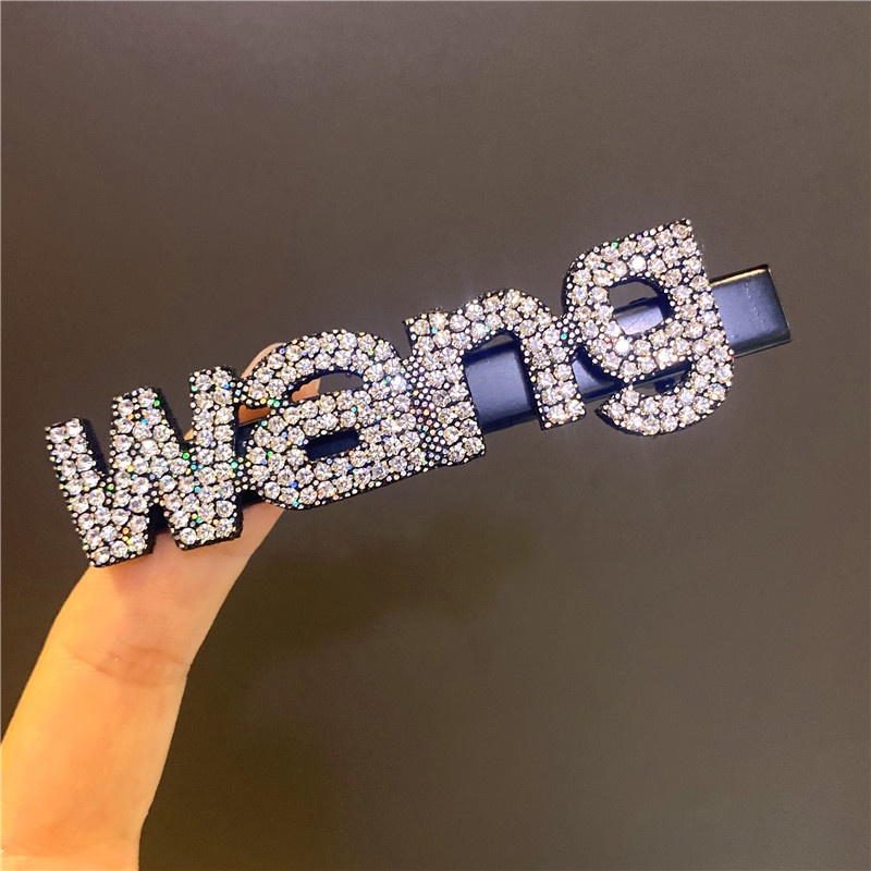 Kẹp Tóc Hình Chữ King Đính Đá Màu Đen Thời Trang Mùa Hè 2022