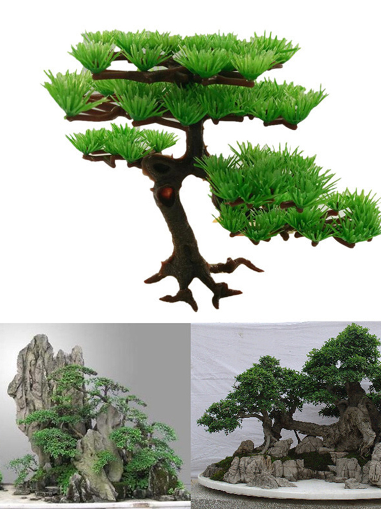 1 Cây Bonsai Nhân Tạo 15x18cm Trang Trí Bể Cá