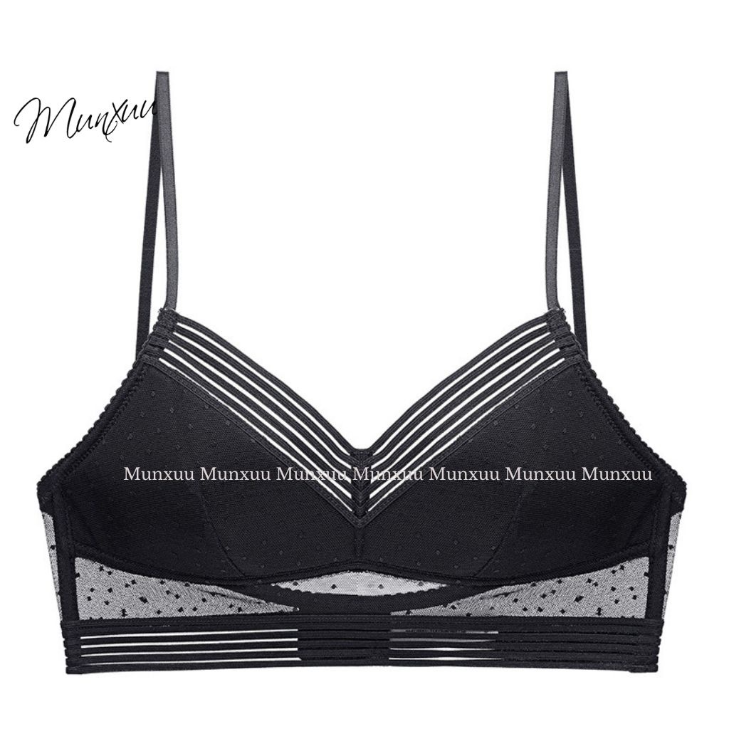 Áo bra nữ chữ U hở lưng 2 dây MUNXUU thiết kế mút mỏng không gọng phối ren quyến rũ - AV16