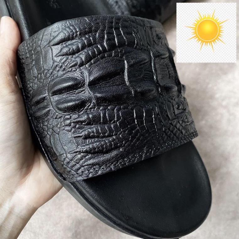🤐 Dép nam da bò thật in vân cá sấu TEFOSS DT07-3 size 37-44 🤐