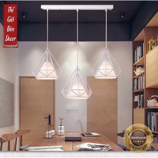 Đèn chùm thả 3 đèn kim cương màu trắng  T083 ,đèn thả trần bàn ăn, phòng khách