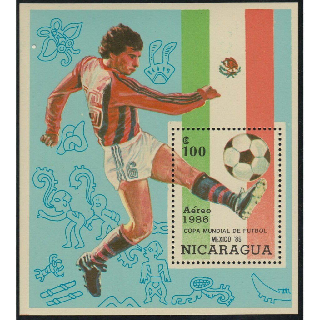 Tem sưu tập Block Tem Nicaragua Bónng đá world cup Mexico 1986