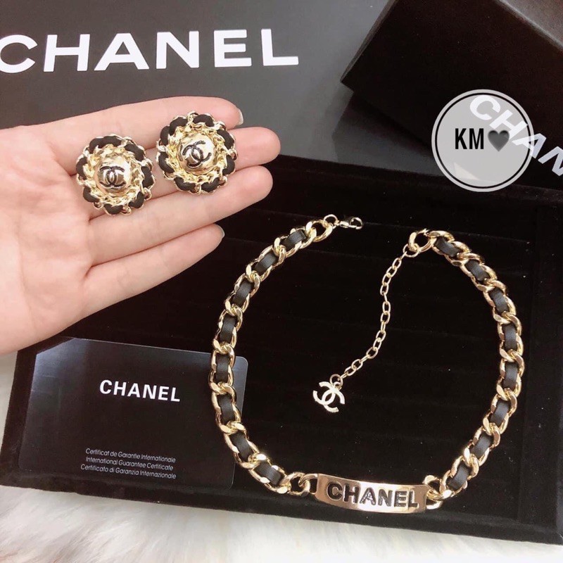 sét vòng cổ hoa tai hot trend hai món choker và hoa tai