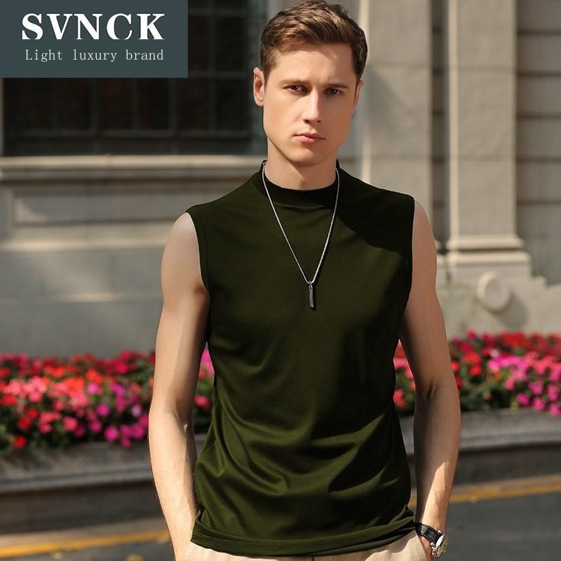 Áo Thun Sát Nách Cổ Lọ Vải Cotton Thời Trang Mùa Hè Cho Nam