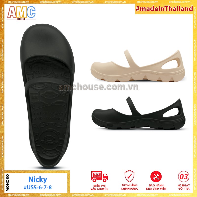 Giày búp bê đi mưa nhựa đúc Thái Lan MONOBO - NICKY