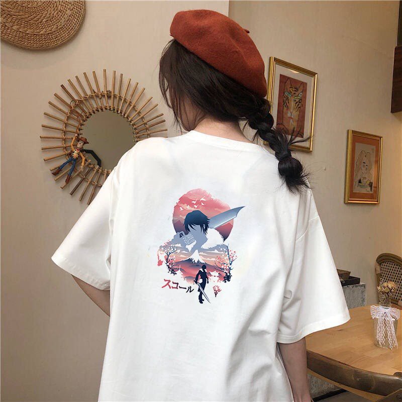 Áo thun tay lỡ form rộng họa tiết hoạt hình phong cách Nhật Bản vải dày mịn 2020T2451