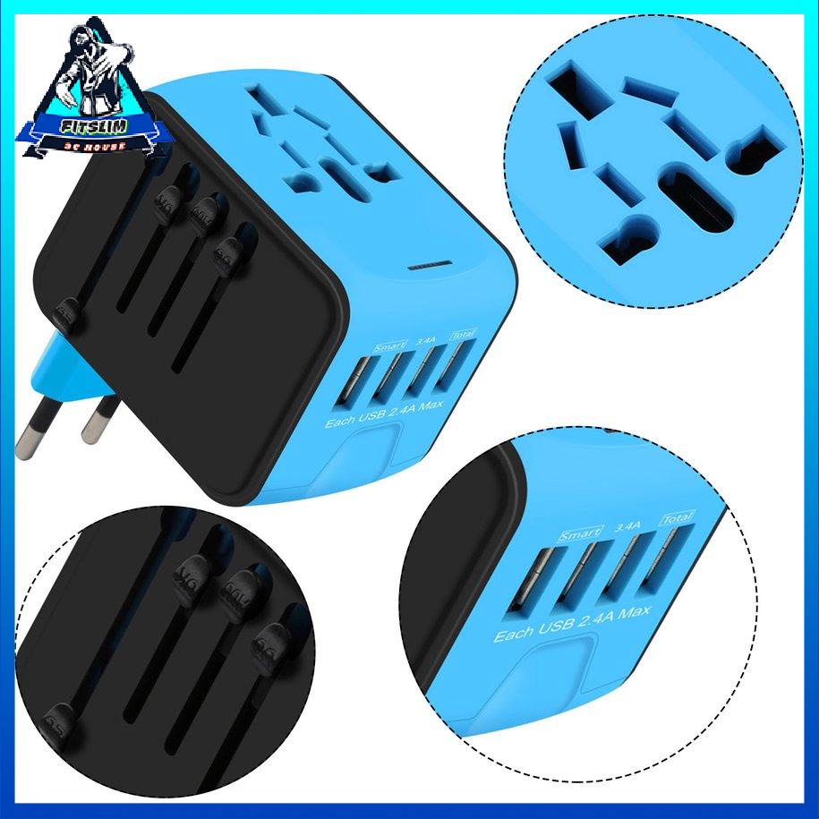 Bộ chuyển đổi 4USB 4 phích cắm cho hầu hết các quốc gia Đầu ra 5V Bộ sạc du lịch Bộ chuyển đổi phích cắm [8/11]