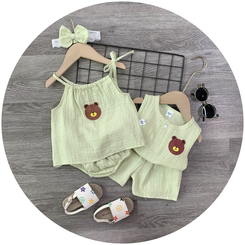 Set Bộ 3 Lỗ Chất Xô Muslin Siêu Mát Cho Bé Trai Bé Gái Size 8-20kg