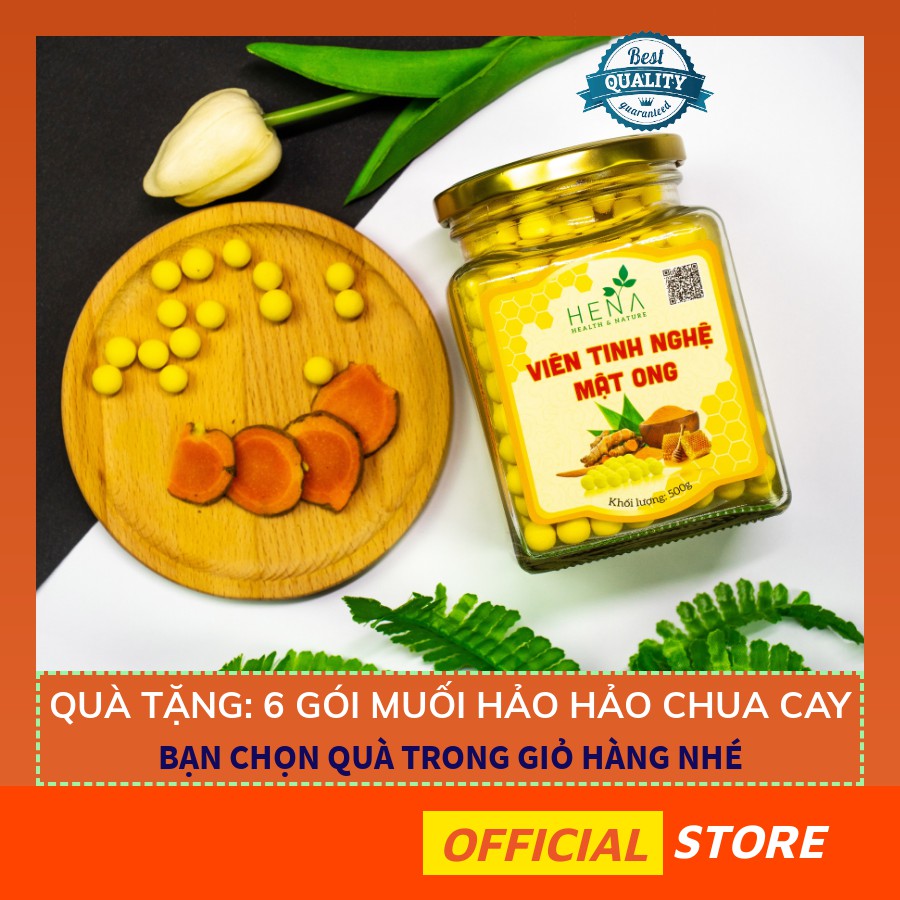 Viên Nghệ Mật Ong Nano Cao Cấp Hena 500g , Nghệ Viên mật ong, Tinh Bột nghệ Đã Kiểm Nghiệm - Bột Nghệ