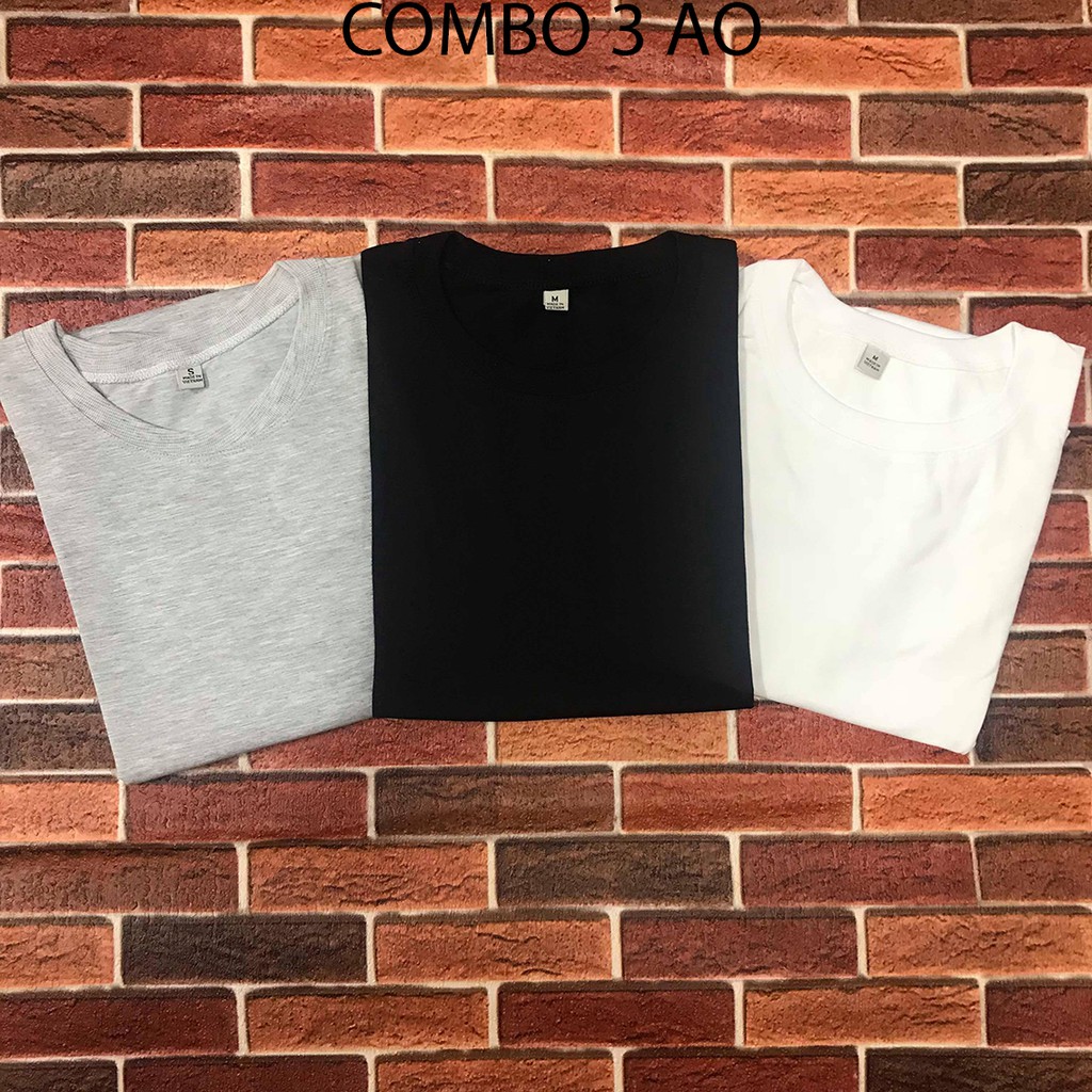 COMBO 3 ÁO THUN TRƠN FORM RỘNG VẢI DÀY MỀM MỊN THOÁNG MÁT