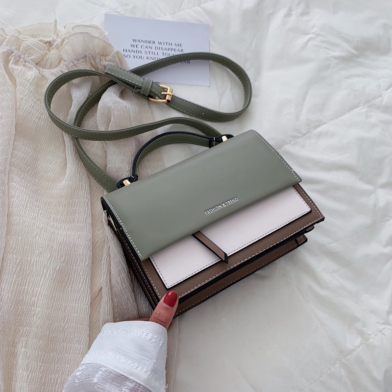 Túi Đeo Vai Hình Vuông Cỡ Nhỏ Mềm Mại Màu Tương Phản Thời Trang Cho Nữ