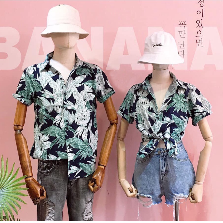 Áo sơ mi Hawaii Nam Nữ đi biển mùa hè fullsize 45-85kg