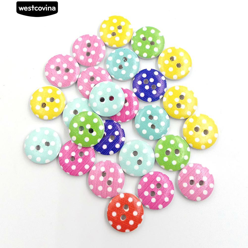 Set 90 nút 2 lỗ hình tròn chấm bi dễ thương tự làm may vá thủ công