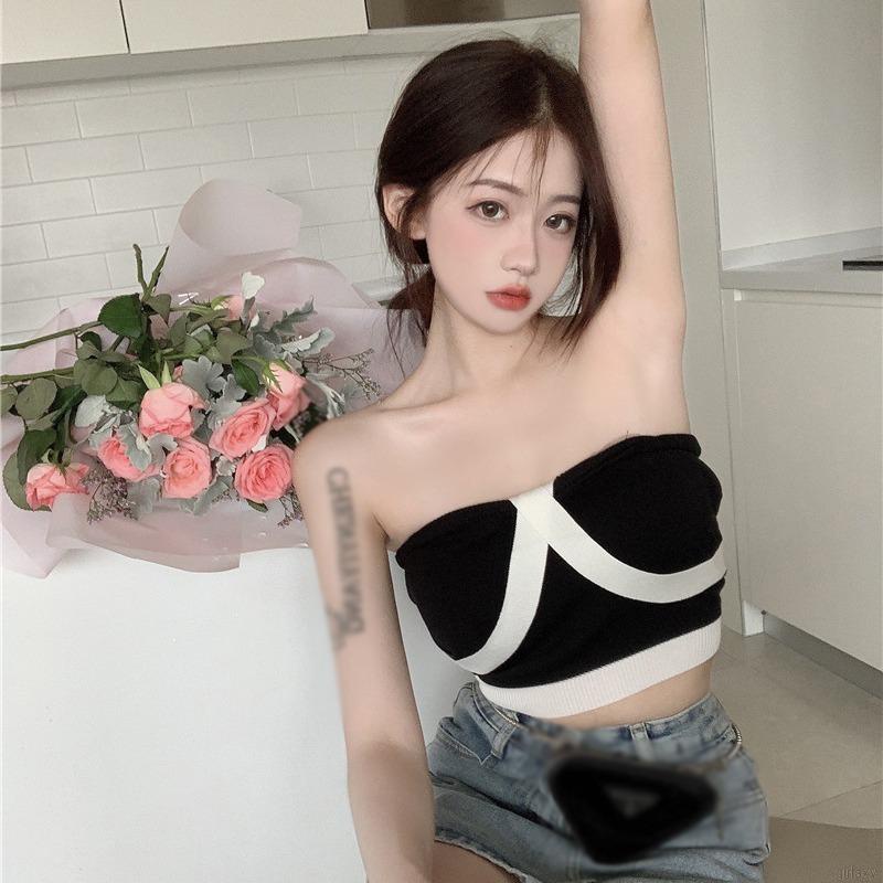 Áo croptop dệt kim dáng ôm thiết kế kiểu Hàn Quốc gợi cảm trẻ trung cho nữ