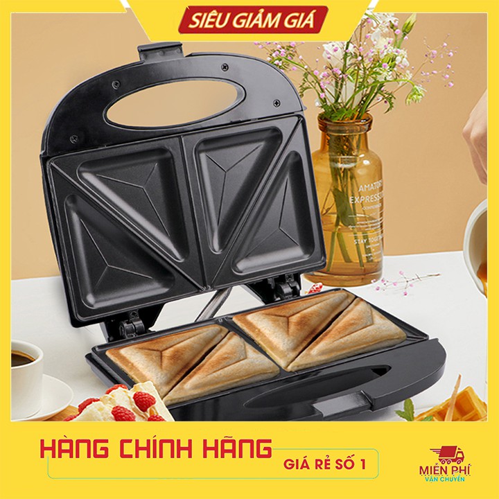 Máy làm đồ ăn sáng Haeger, nướng kẹp bánh mì Sandwich 750W