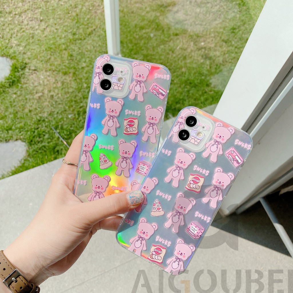 2021 New Laser Hàn Quốc Phong cách kẹo gấu Vỏ điện thoại silicon 12 12Pro 12ProMax 11Pro 11ProMax 7 8 7Plus 8Plus X XS XR XSmax Vỏ mềm mờ | BigBuy360 - bigbuy360.vn