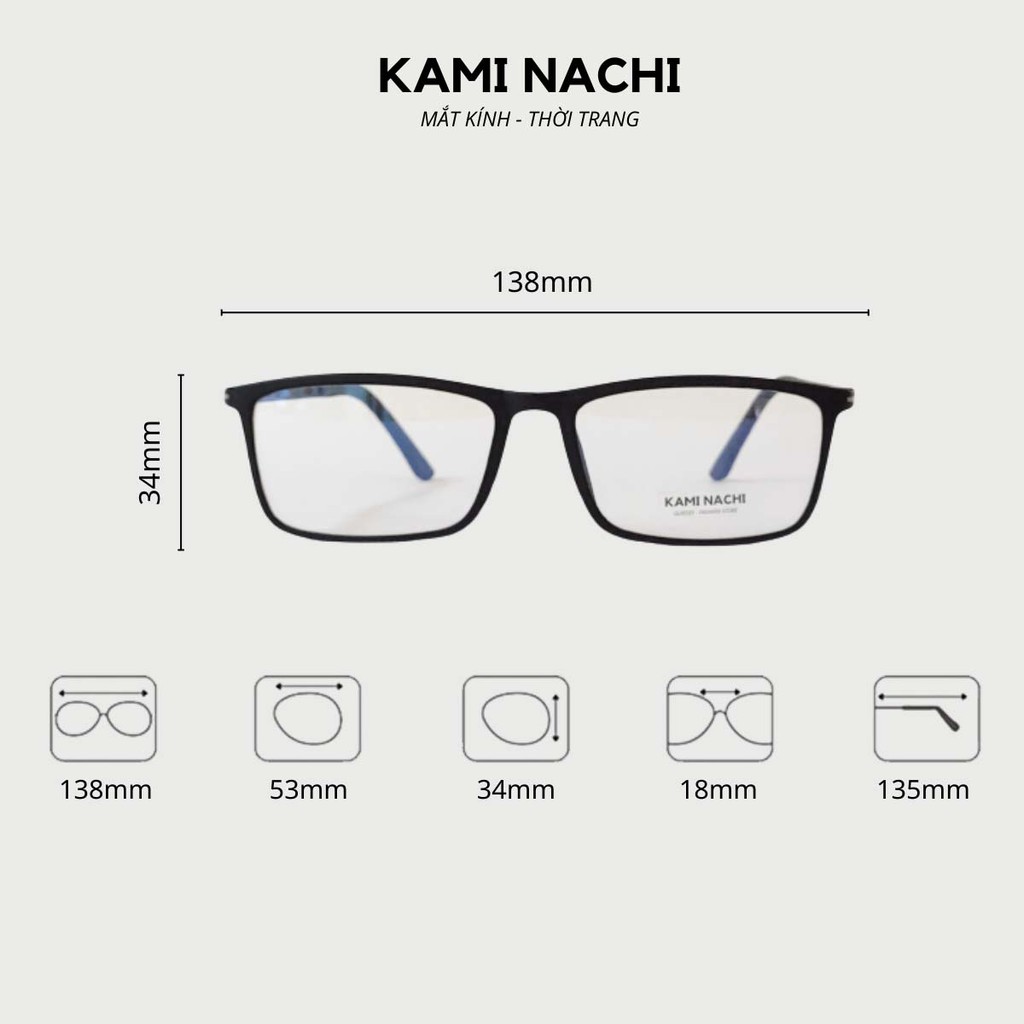 Gọng kính thời trang nam nữ KAMI NACHI dáng vuông phong cách đơn giản TN915 [CÓ THỂ LẮP TRÒNG CẬN] | BigBuy360 - bigbuy360.vn