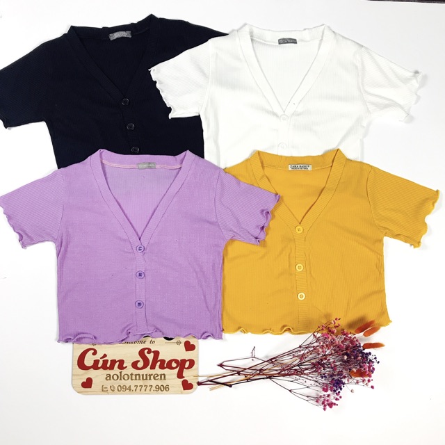 Áo croptop cổ tim cuốn biên 4 màu cúc may cố định RICH STORE CRT17 | BigBuy360 - bigbuy360.vn