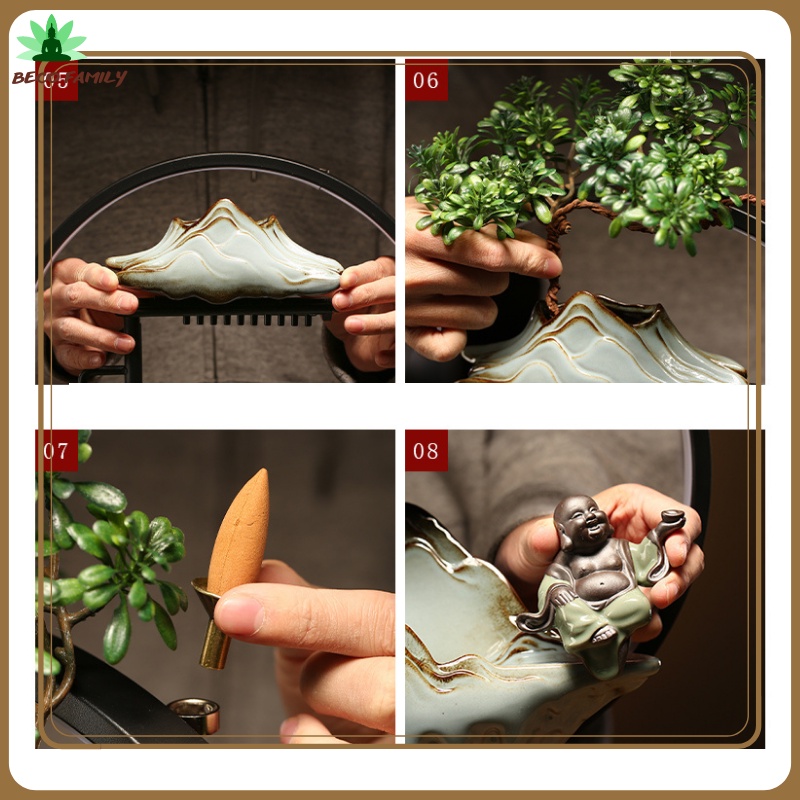 -Thác khói trầm hương nhiều mẫu phong thủy cao cấp có đèn LED trang trí gia đình decor phòng, để bàn tiếp khách