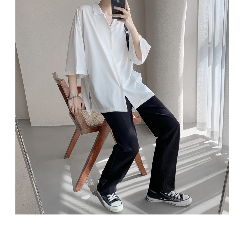 Áo Sơ Mi Nam Tay Ngắn Màu Trơn Phong Cách Hàn Quốc (M-2Xl) | BigBuy360 - bigbuy360.vn