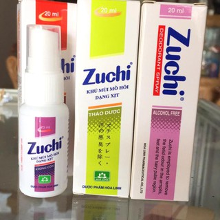Xịt nách Zuchi 20ml ( tím + xanh lá+ đỏ)