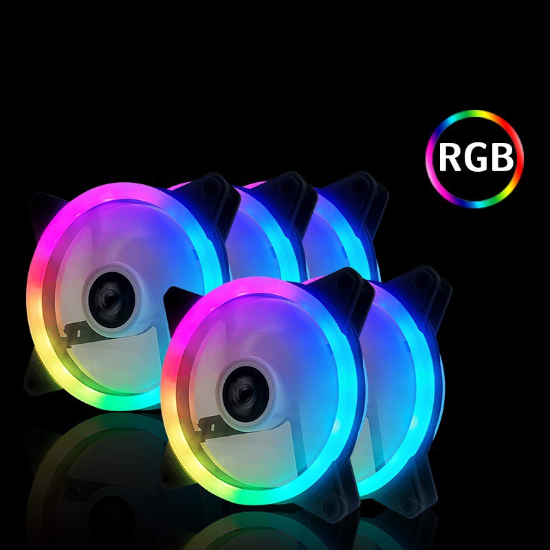 Combo 5 quạt tản nhiệt Case Led RGB,Cánh đặc 6 chân PIN, Loại cắm trực tiếp không qua Hub