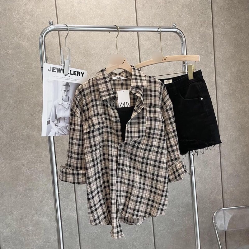 ÁO SƠ MI KẺ MÀU SANG